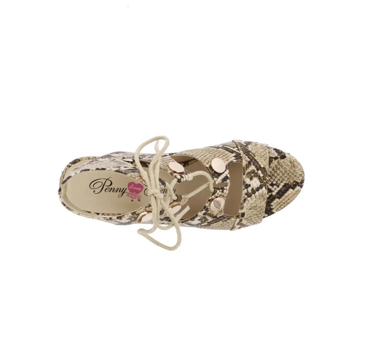 Penny Loves Kenny Serge Women Lace Up Sandal In Natural Faux Snake