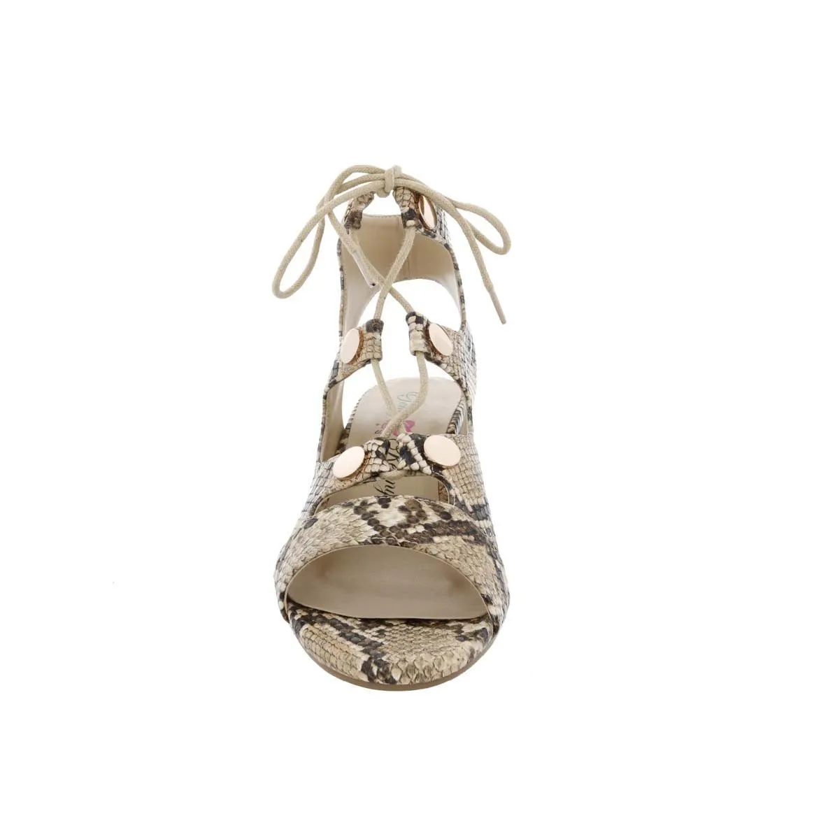 Penny Loves Kenny Serge Women Lace Up Sandal In Natural Faux Snake