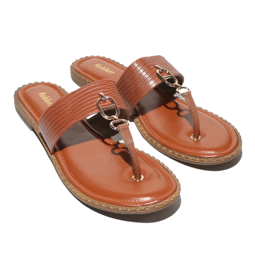 Tan T-strap Flats