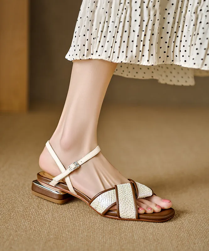 Unique Beige Splicing Buckle Strap Chunky Sandals JJ066