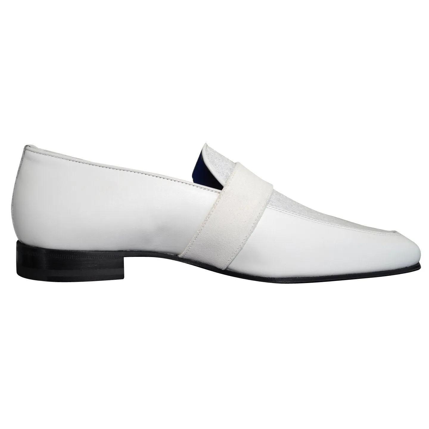 White Diamante Leather Monk Loafers