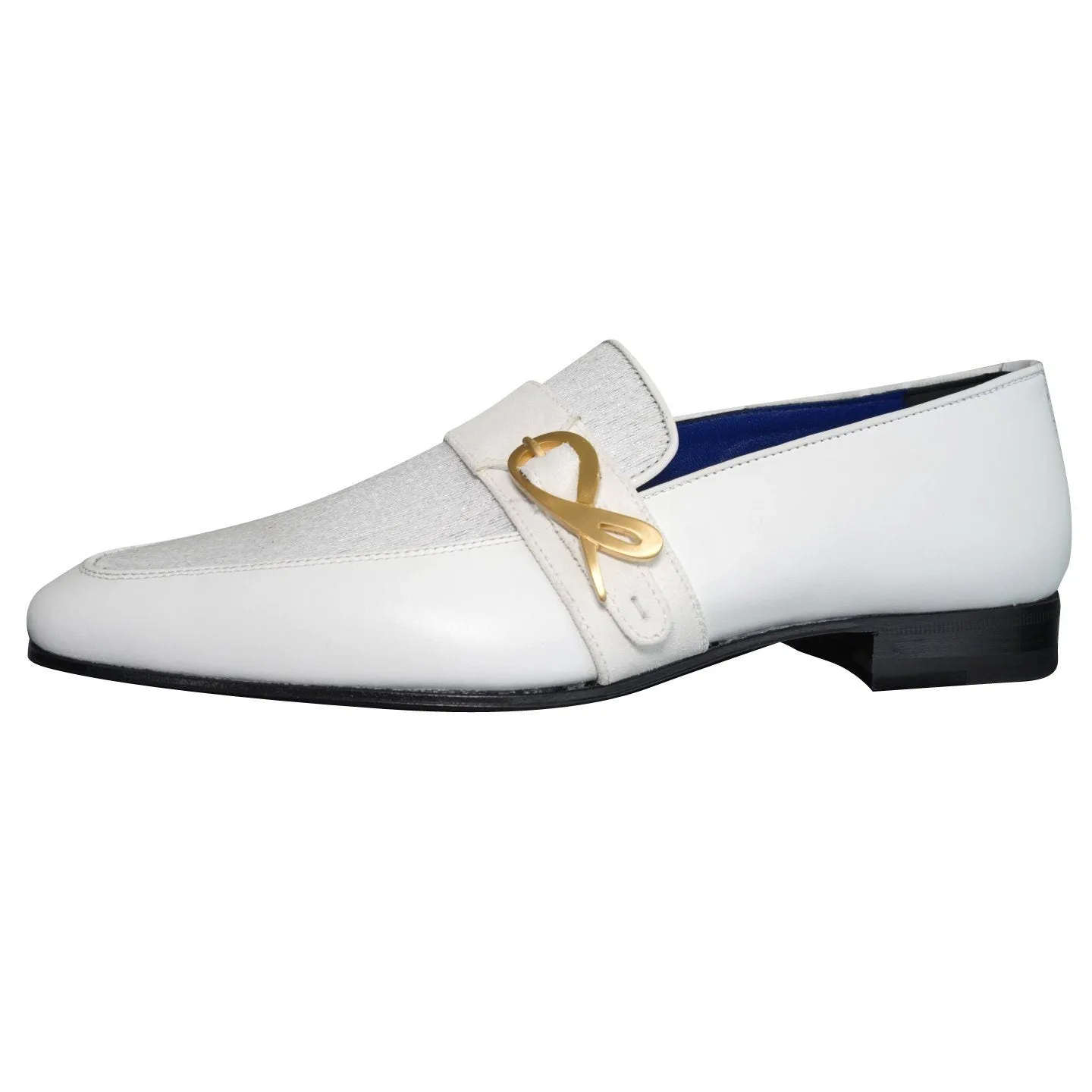 White Diamante Leather Monk Loafers