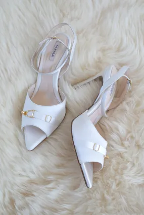 White Satin Heels