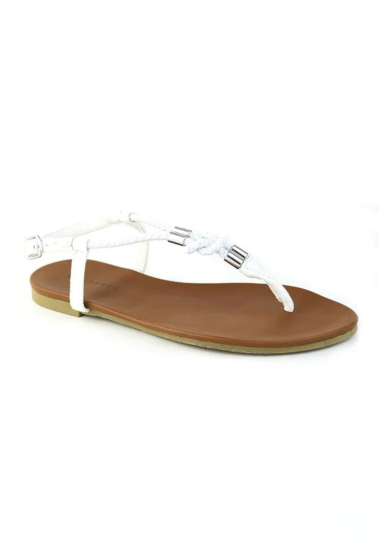 White T-Strap Slingback Flats