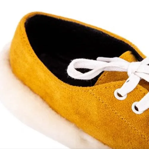 Women's Autumn Suede Flat Shoes With Fur Inserts