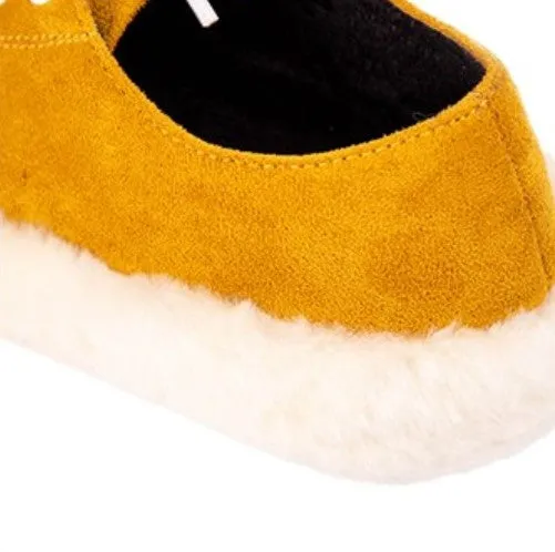 Women's Autumn Suede Flat Shoes With Fur Inserts