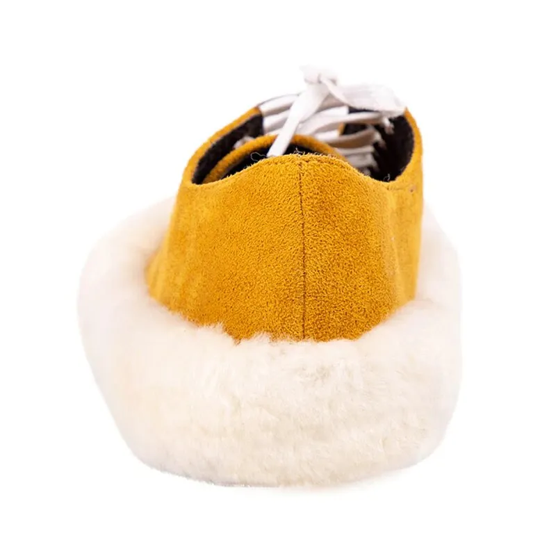 Women's Autumn Suede Flat Shoes With Fur Inserts