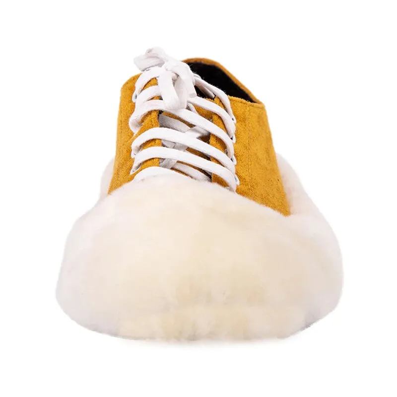 Women's Autumn Suede Flat Shoes With Fur Inserts