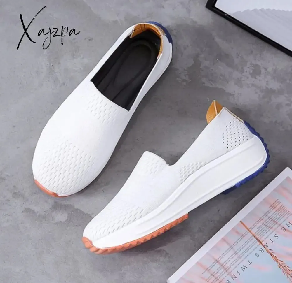 Xajzpa Fashion Women Flats Slip on Mesh Shoes Woman Light Sneakers Spring Autumn Loafers Femme Basket Flats Shoes