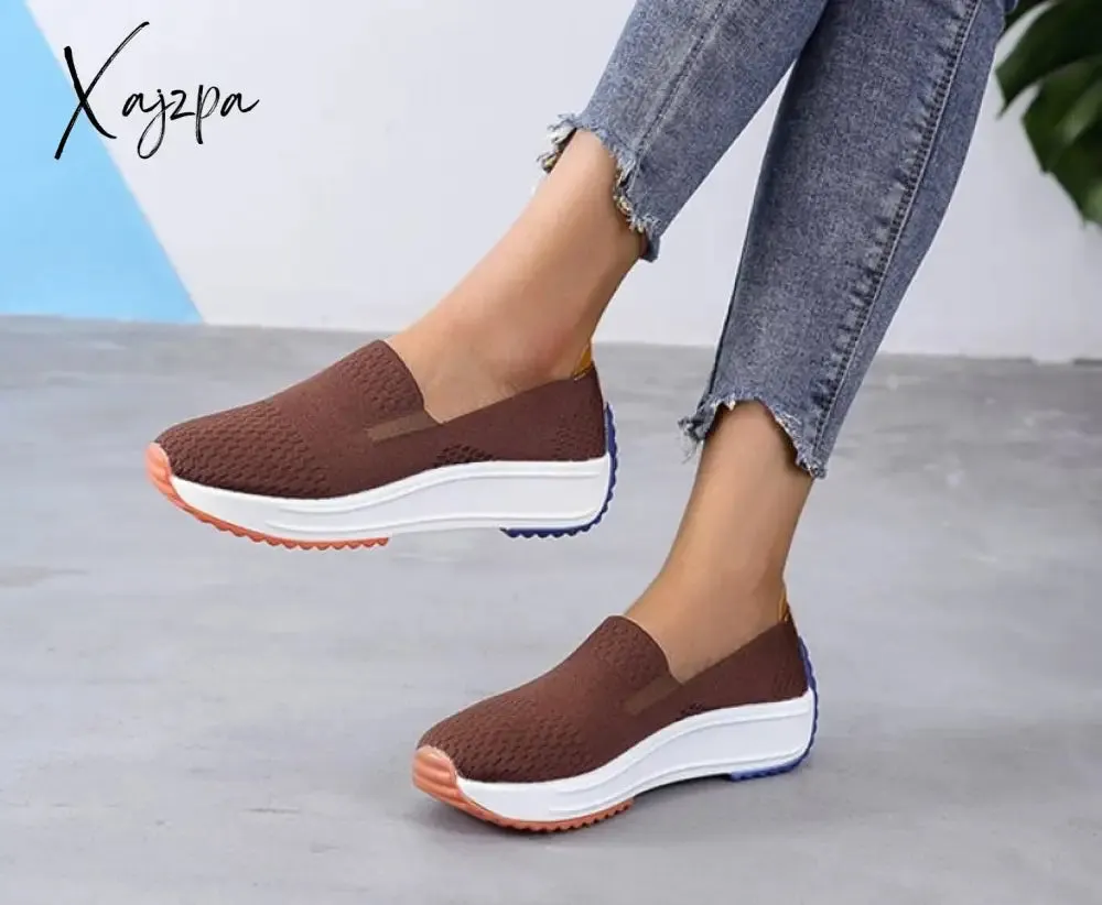 Xajzpa Fashion Women Flats Slip on Mesh Shoes Woman Light Sneakers Spring Autumn Loafers Femme Basket Flats Shoes