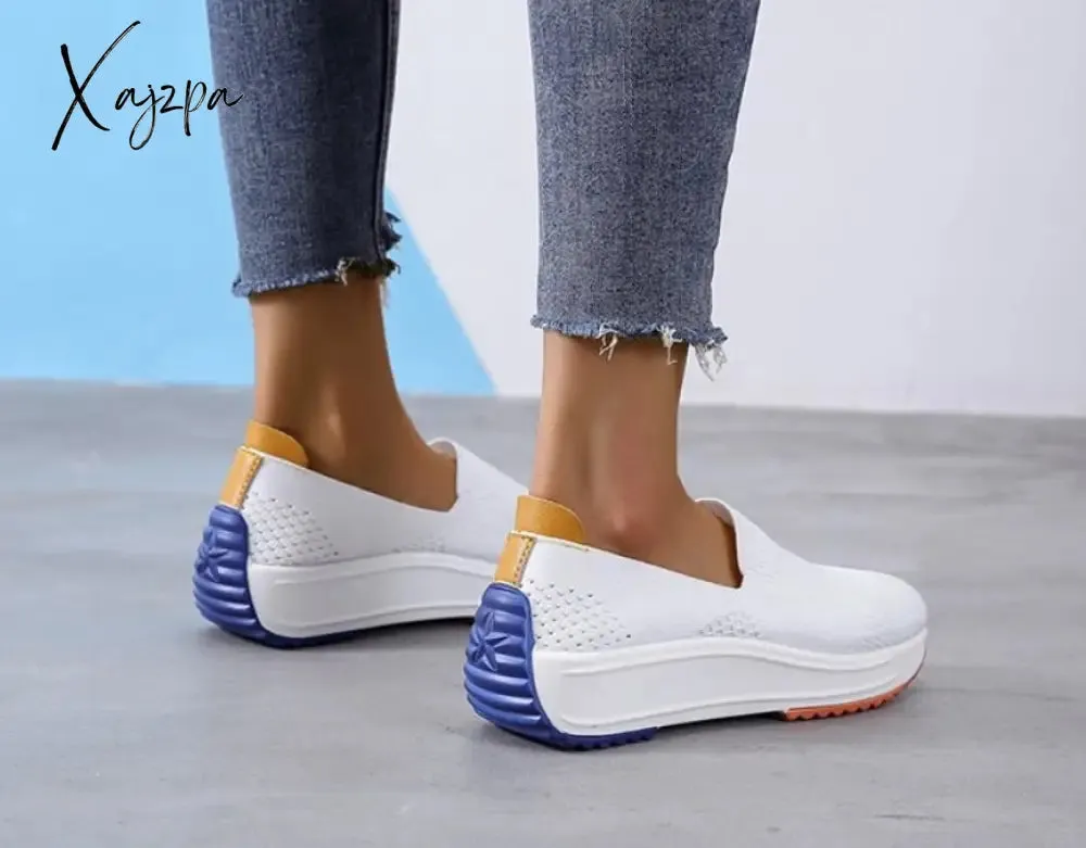 Xajzpa Fashion Women Flats Slip on Mesh Shoes Woman Light Sneakers Spring Autumn Loafers Femme Basket Flats Shoes