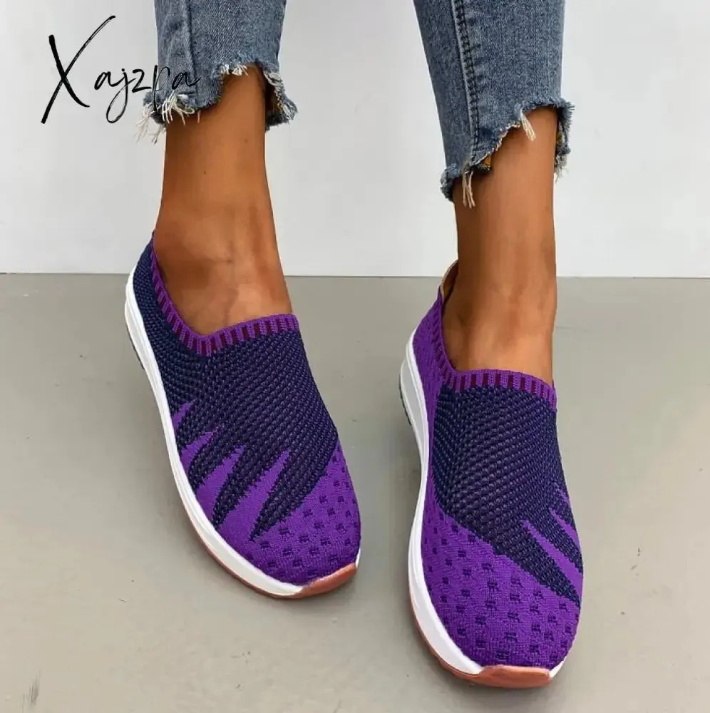 Xajzpa Fashion Women Flats Slip on Mesh Shoes Woman Light Sneakers Spring Autumn Loafers Femme Basket Flats Shoes