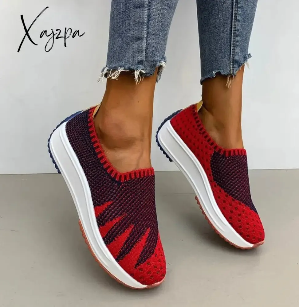 Xajzpa Fashion Women Flats Slip on Mesh Shoes Woman Light Sneakers Spring Autumn Loafers Femme Basket Flats Shoes