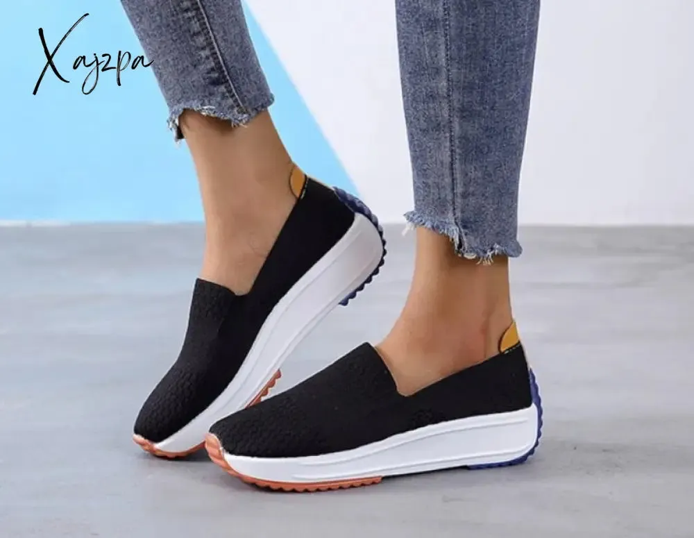 Xajzpa Fashion Women Flats Slip on Mesh Shoes Woman Light Sneakers Spring Autumn Loafers Femme Basket Flats Shoes